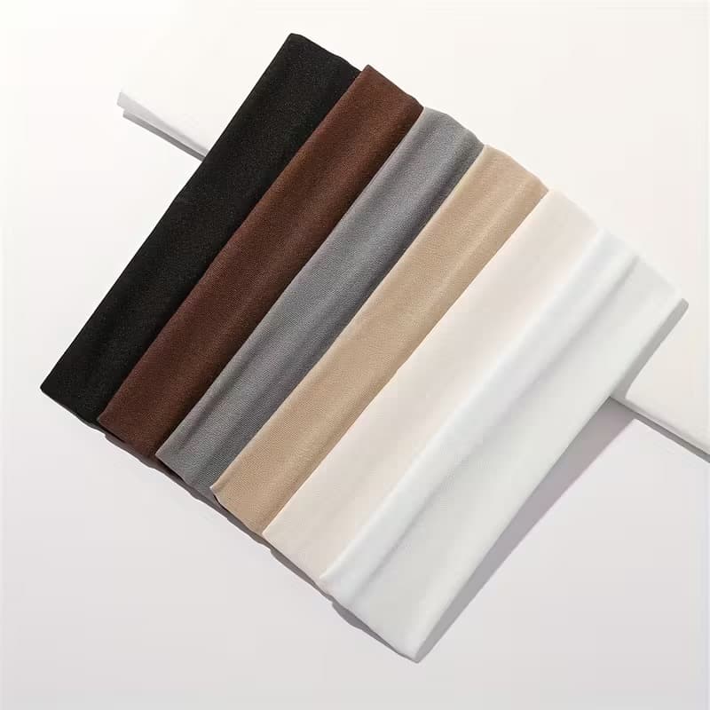 Kit 4 Faixas de Cabelo Unissex – Esporte, Academia e Penteados | Preto, Branco, Bege e Marrom Escuro