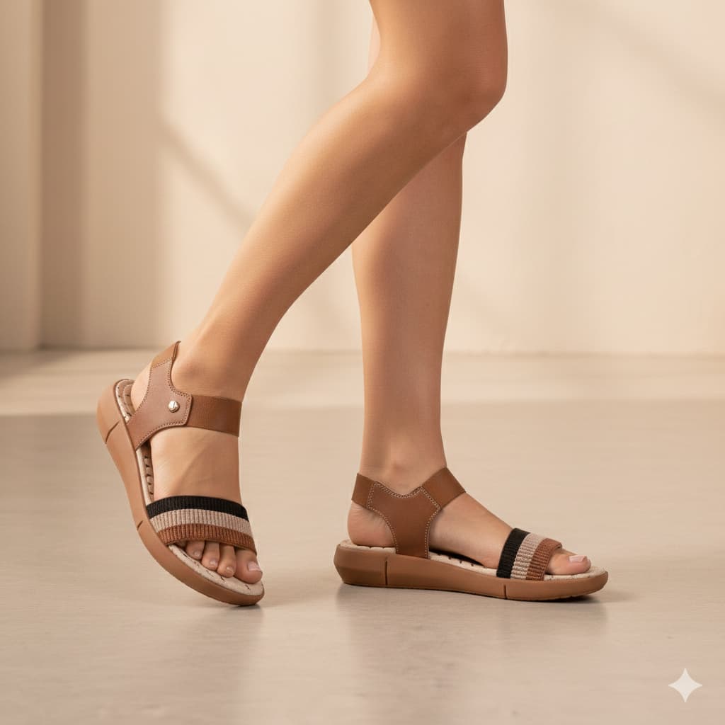 Sandália Ortopédica Feminina Anatômica com Elástico Ajustável Conforto Máximo para Uso Diário