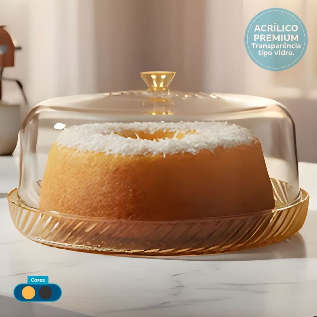 Boleira Borda Alta Com Tampa em Acrílico Grosso e Resistente