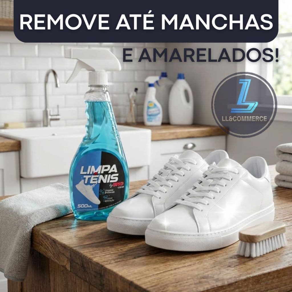 Limpa Tênis Branco 500ml Remove Manchas Amarelado Odores Sapatos Tênis Couro Tecido Borracha Rápida