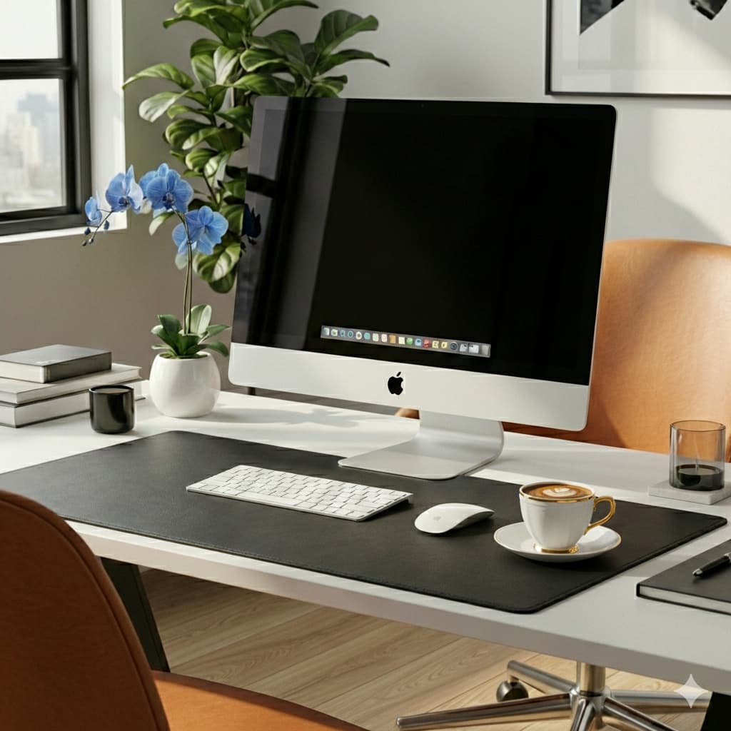 Mouse Pad Grande Em Couro Ecológico Modelo Elegance.Medidas 30/70 Costurado