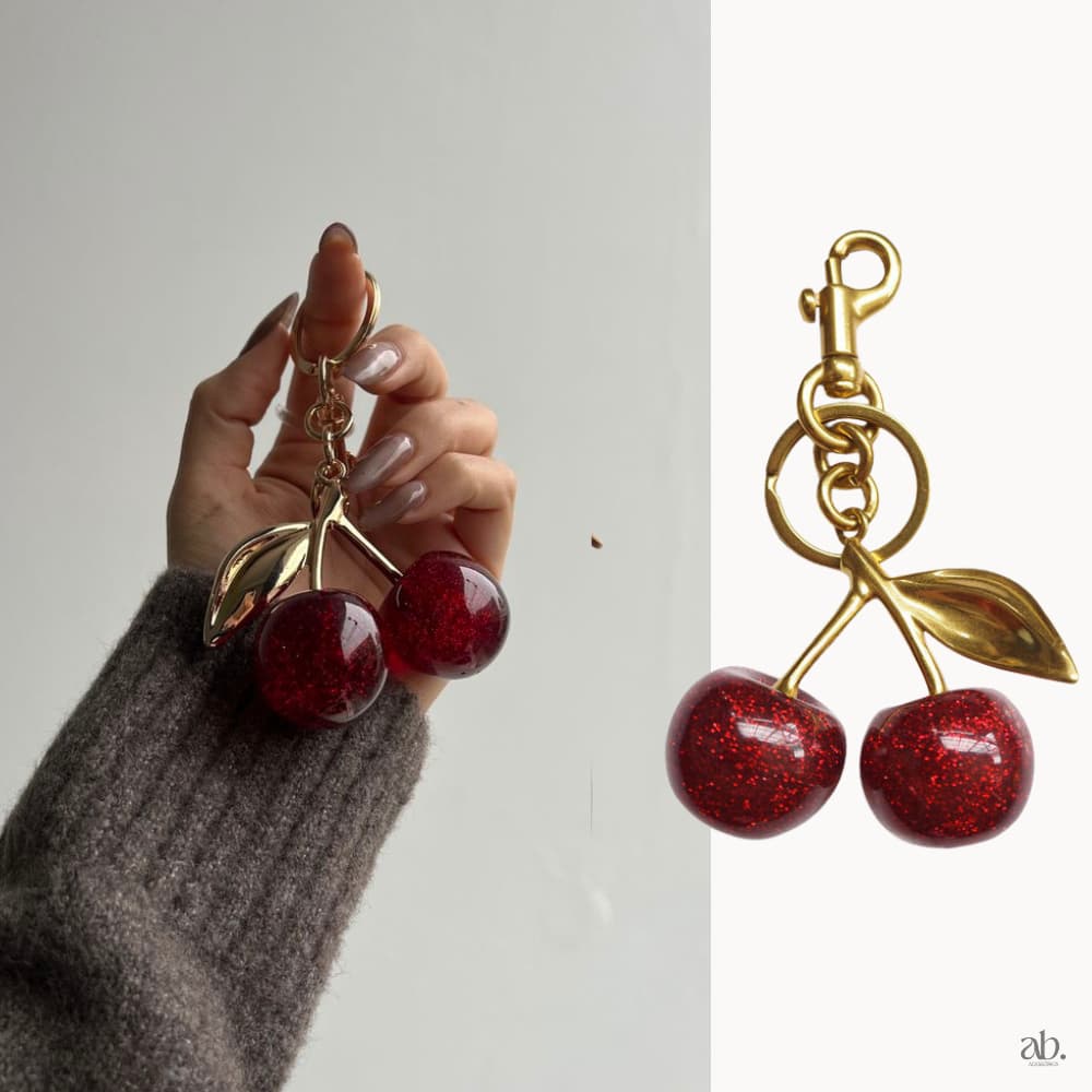 Chaveiro De Cereja Vermelha Chave Com Pingente Para Mulheres | Acessórios De Bolsa