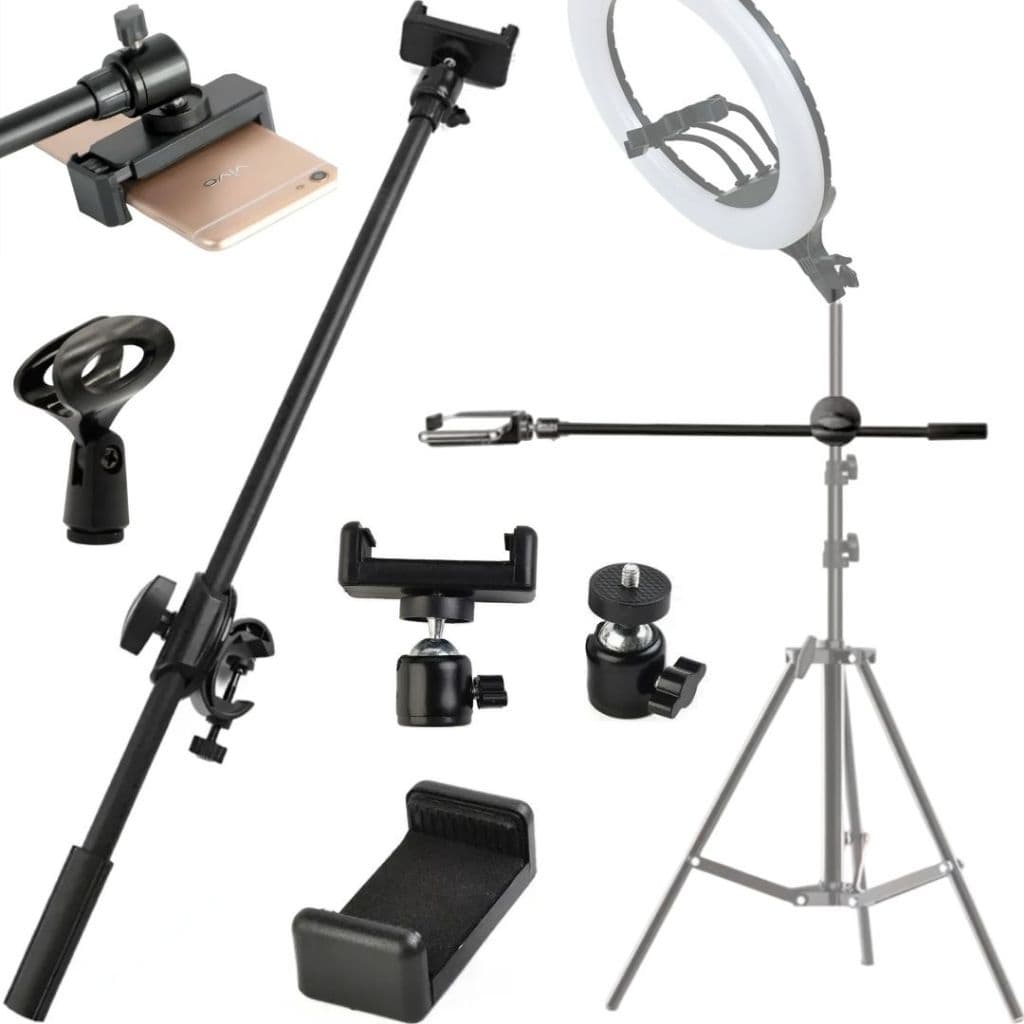 Barra Braço Horizontal Suporte Para Celular Iphone Tripé Pedestal Ring Light Microfone