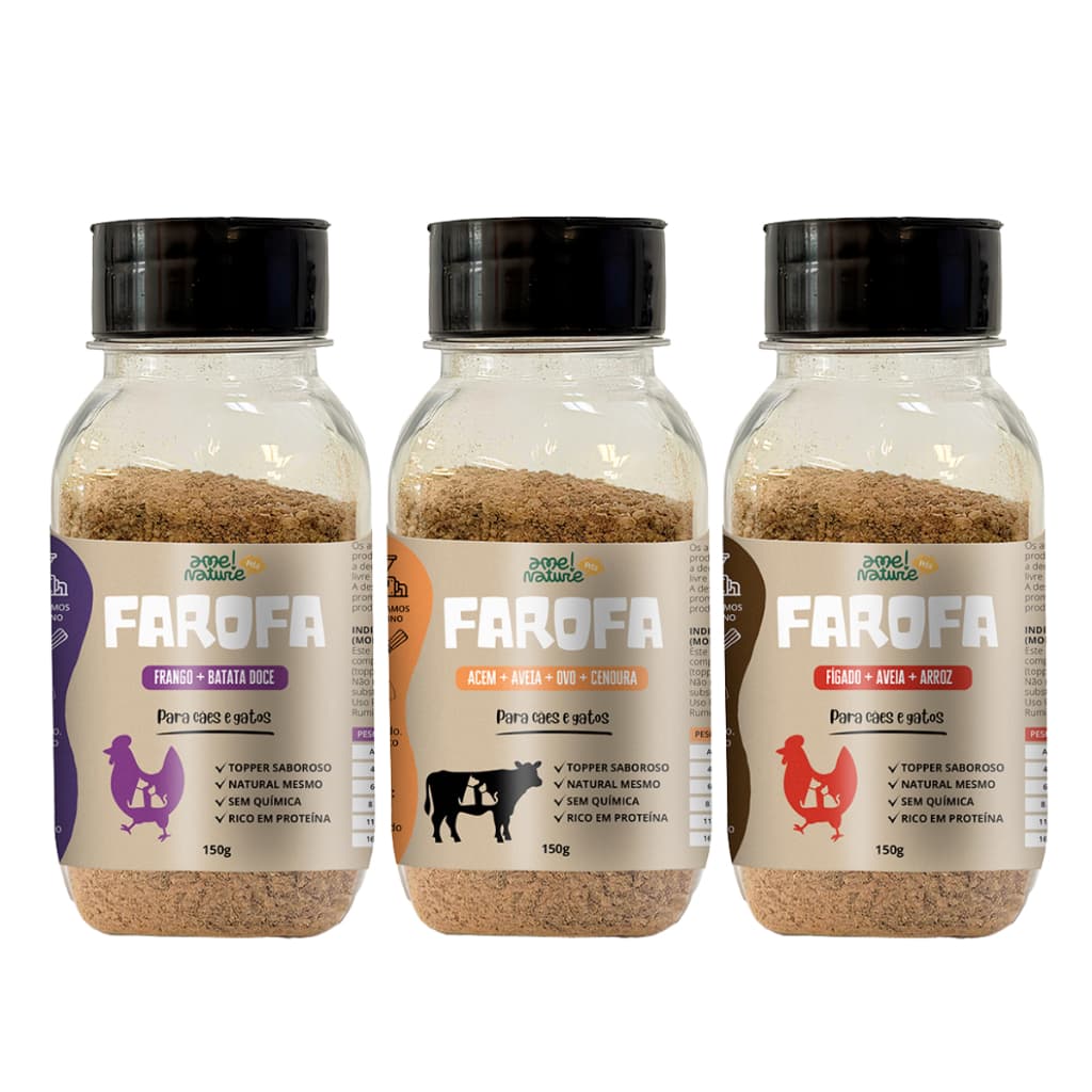 Kit 3 Saborizante Pet 100% Natural Para Cachorro e gato de Carne Bovino Frango e Figado Ame Nature