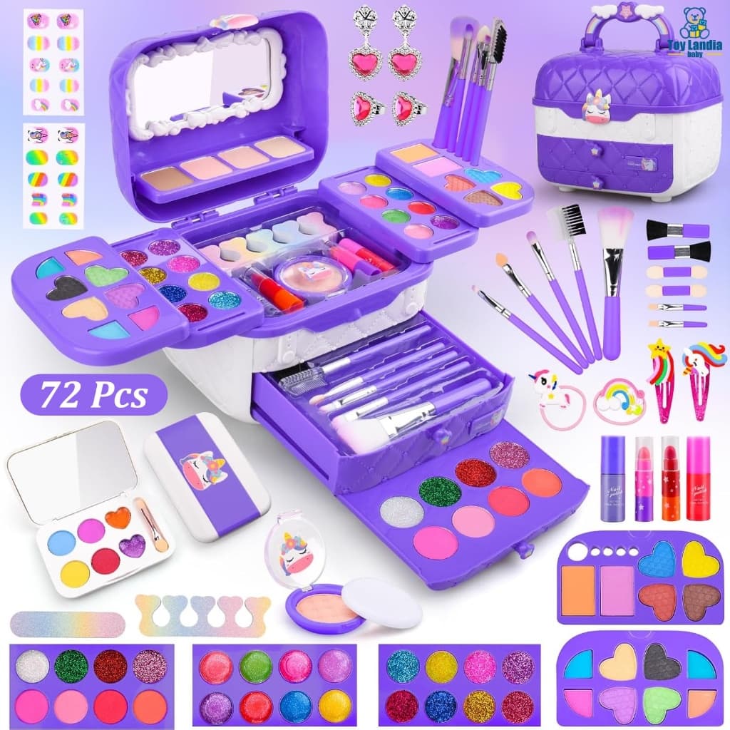 Conjunto de brinquedos de maquiagem para crianças, bolsa de maquiagem para meninas