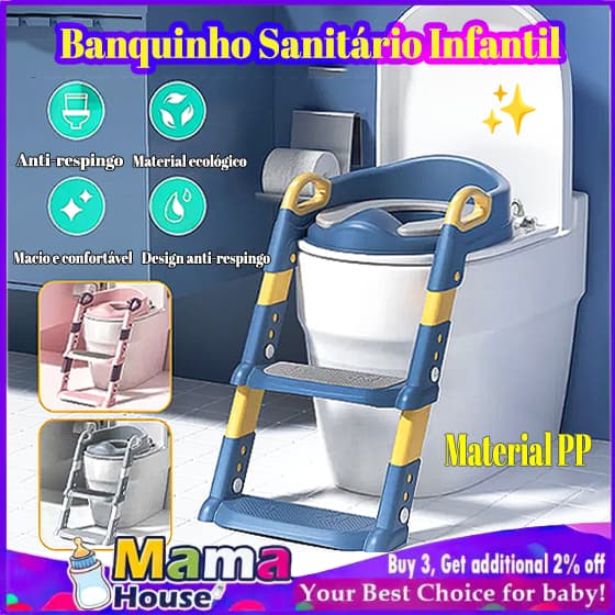 Banquinho para treino de uso banheiro infantil Banquinho para banheiro Corrimãos antiderrapantes Cad