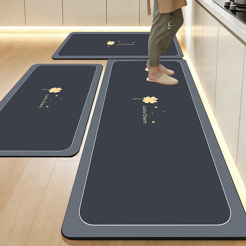 Kit 3 peças Tapete de Cozinha de Borracha - Resistente, Antiderrapante e Fácil de Lavar, 120x40cm e 60x40cm e 60x40cm