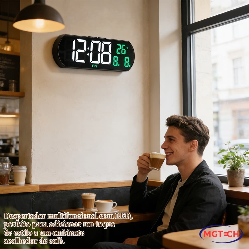 Relógio De Parede LED Digital Fonte Grande Despertador Alarme Temperatura Inteligente Sala De Aula