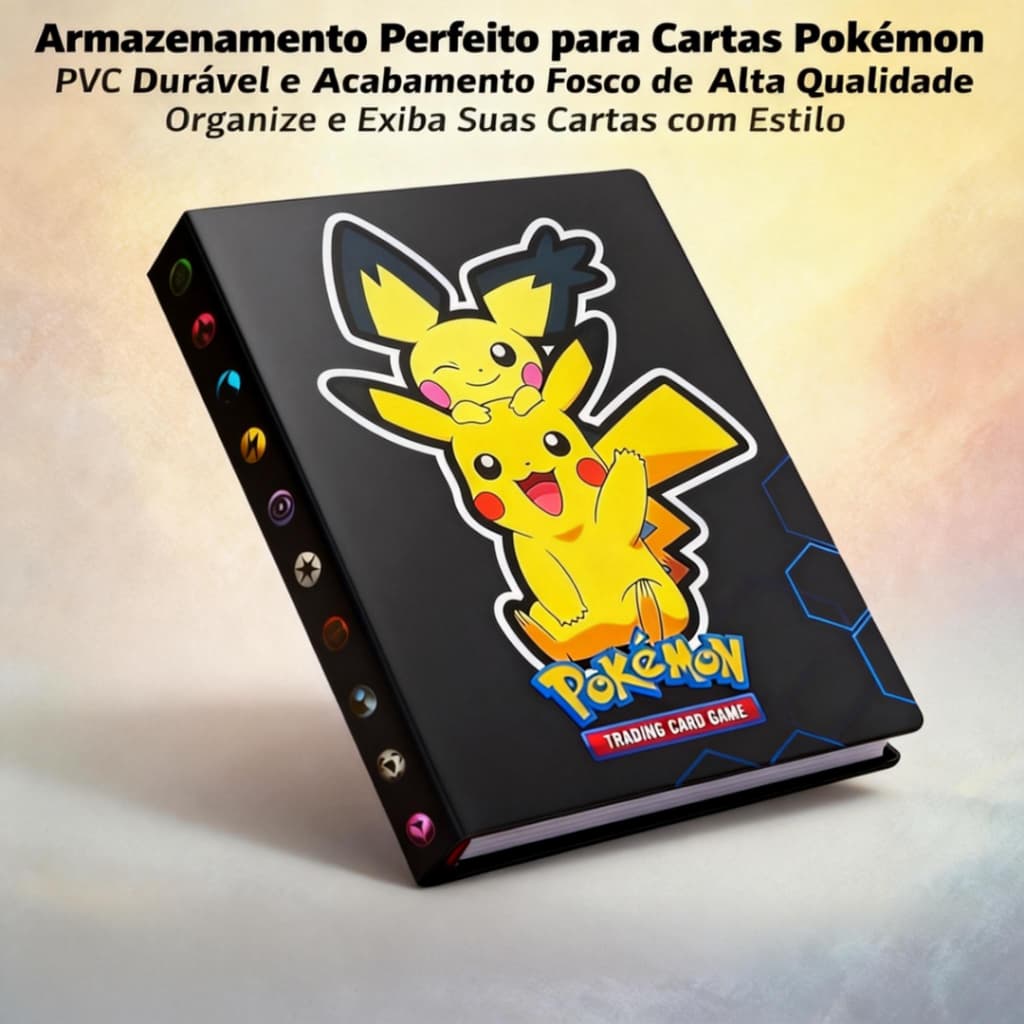 Álbum para Cards Pokémon TCG 240 Cartas Coleção Segura com Capas Sortidas