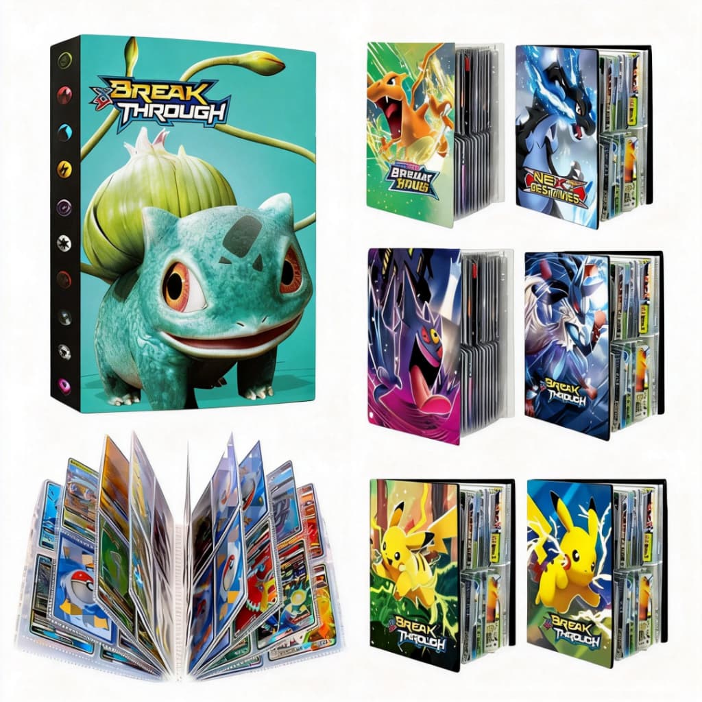Álbum para Cartas Pokémon 240 Slots TCG Organização e Proteção com Capas Sortidas