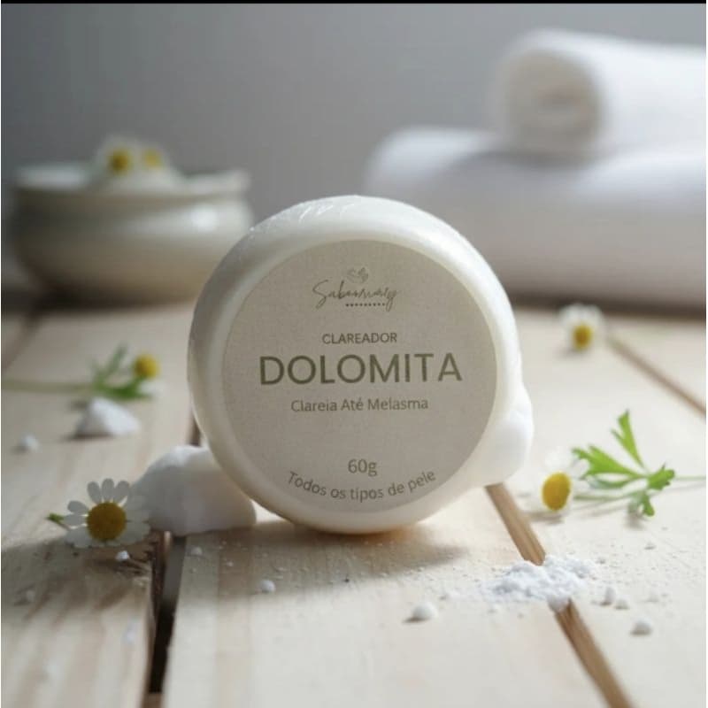 Sabonete Dolomita Artesanal 60g - Clareamento Natural da Pele - Clareia Até Melasma