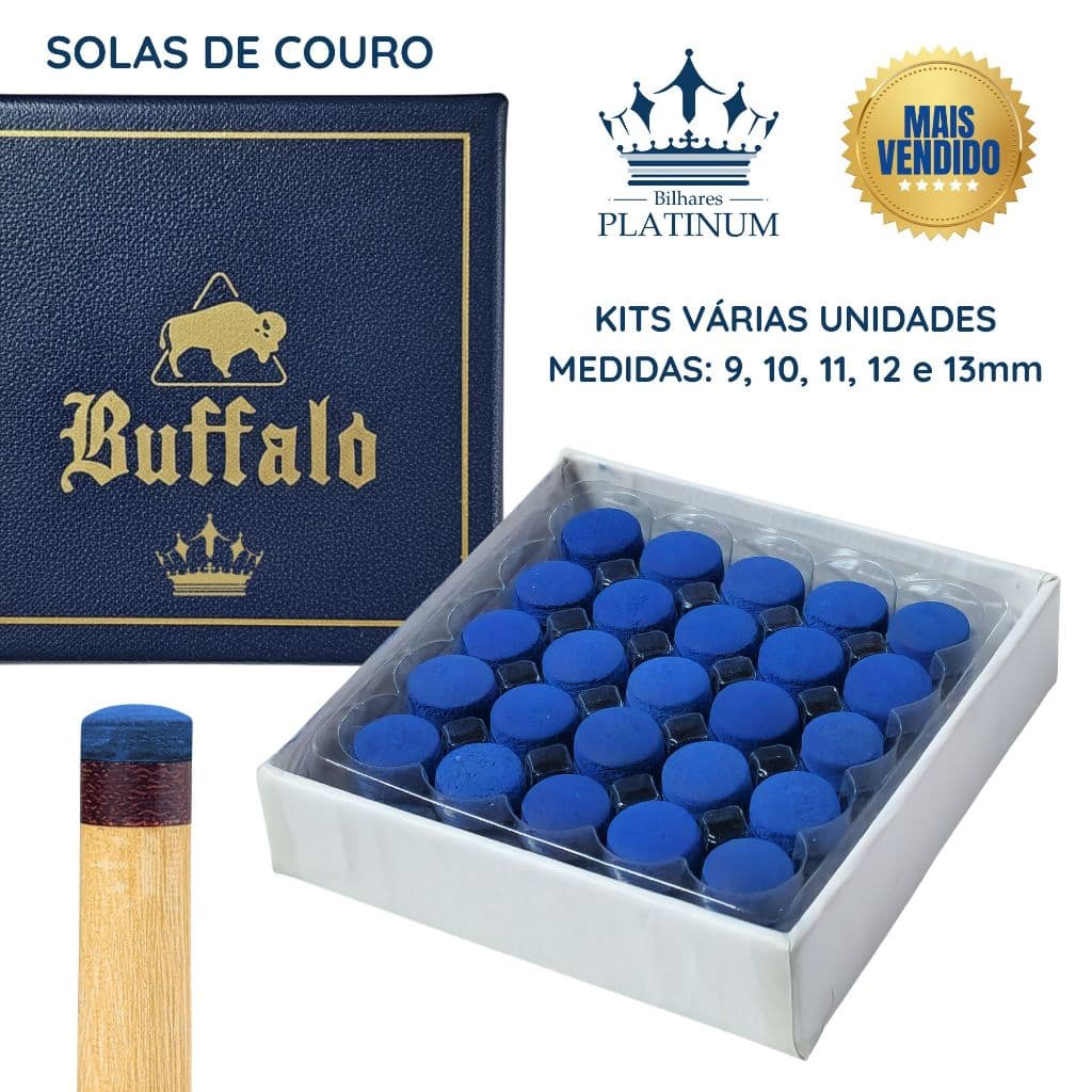 Solas de Couro para Taco de Sinuca Bilhar - Melhor Preço! 9mm 10mm 11mm 12mm 13mm