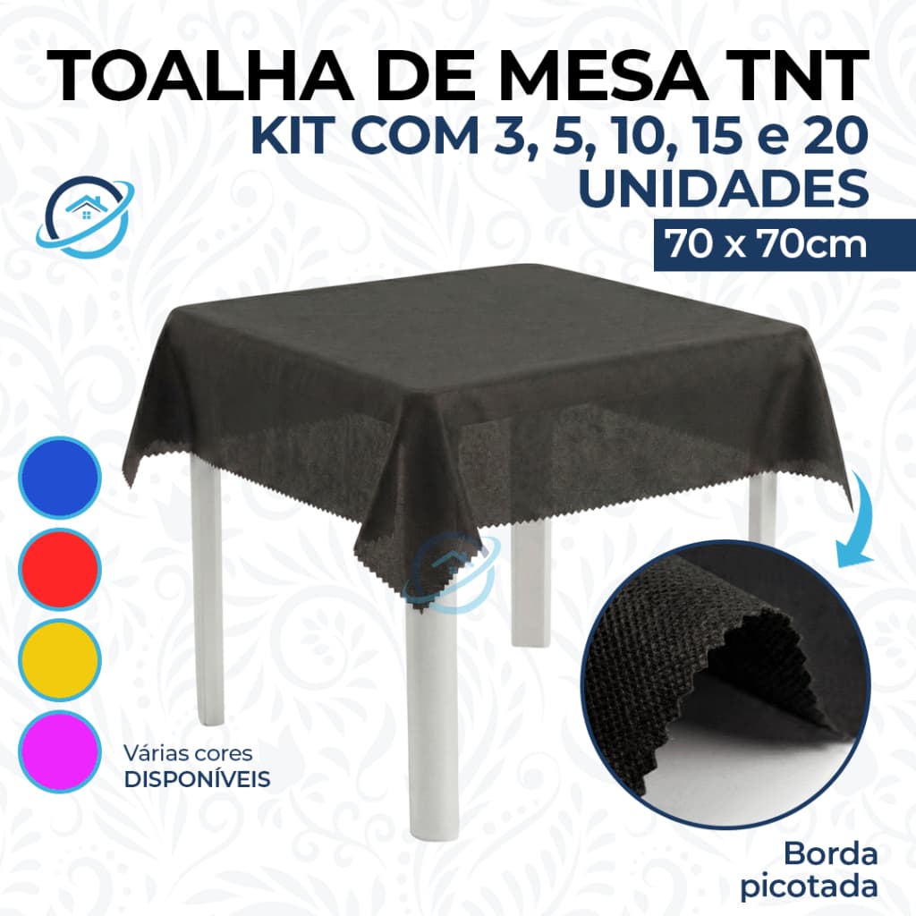 Toalha TNT 70 cm para Mesa Aniversário Kit Infantil Festa Evento Decoração Pano Descartável Preto Vermelho Azul Rosa