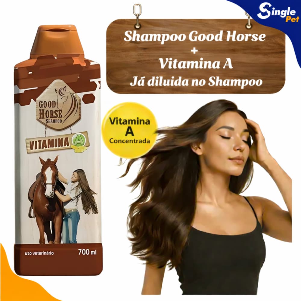 Shampoo Good Horse com Vitamina A já Diluída - 700ml - Crescimento e Hidratação