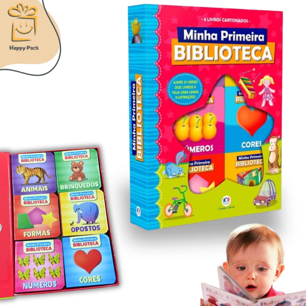 Box Minha Primeira Biblioteca 6 Livros Infantis Educativos Capa Dura