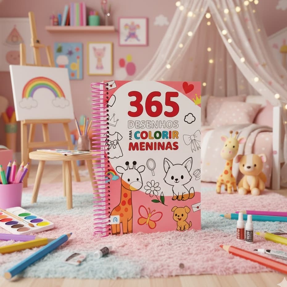 Livro de Colorir Infantil 365 Desenhos Para Meninas Bichinhos Fofos, Princesas e Vestidos Atividade Criativa ESPIRAL