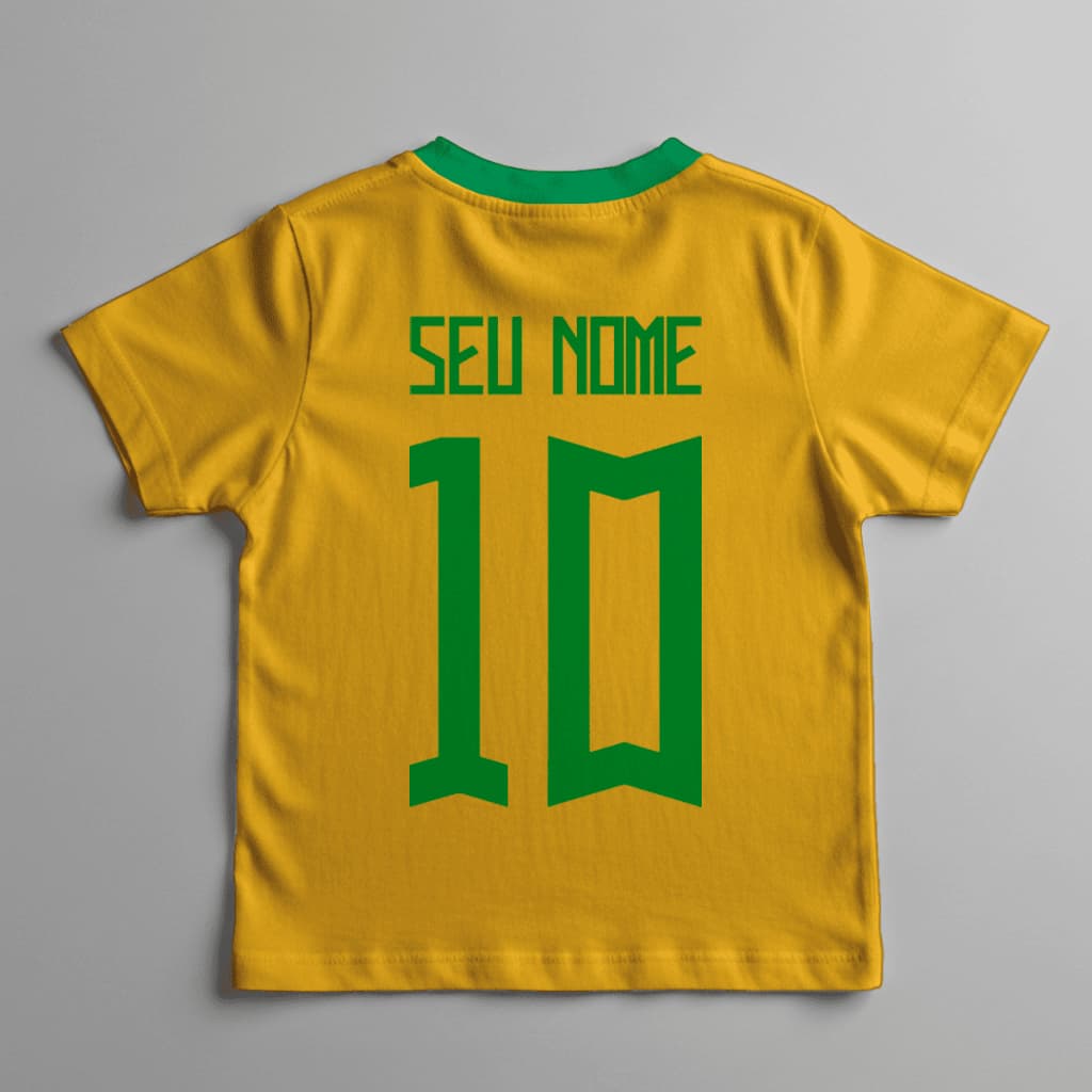 Camiseta infantil do Brasil Com seu Nome atrás Para copa Roupas para criança e adulto unissex