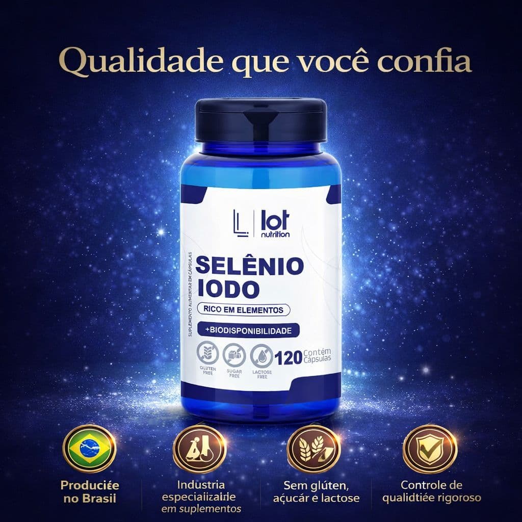 Selênio 300mcg + Iodo 900mcg 120 Cápsulas Tireoide Imunidade Lot Nutrition