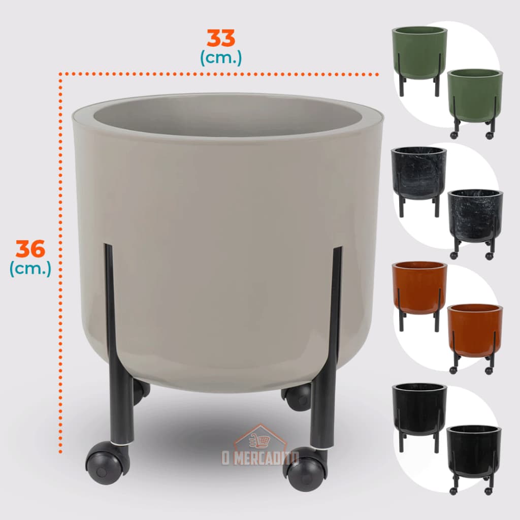 Vaso para Plantas 16 L Chão 36cm Grande Com ou Sem Rodinha Rodízio Grande Decorativo Flores Luxo Fênix