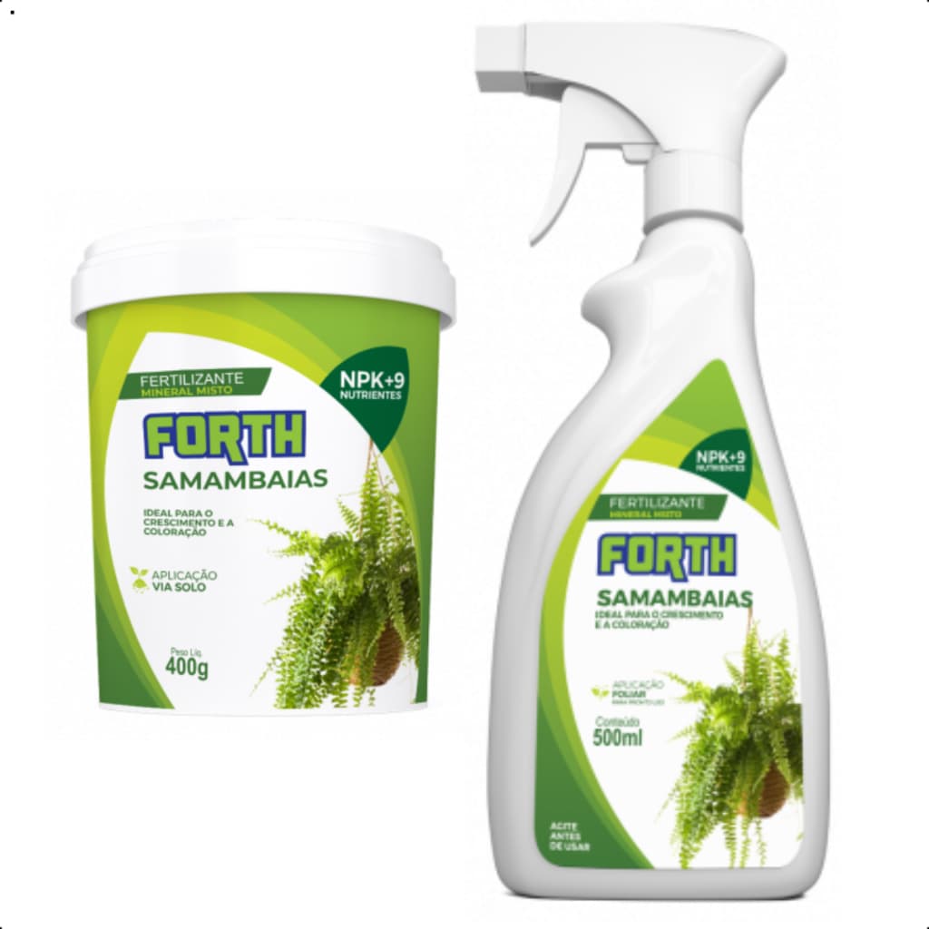 Fertilizante Adubo Forth Jardim Samambaias 500ml ou 400g Pronto Uso Manutenção Crescimento NPK+
