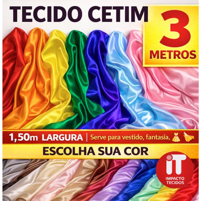 Tecido Cetim Charmousse 3 Metros 1,50 Largura Cetim Liso Para Vestido Fantasia Forro Festa Metro