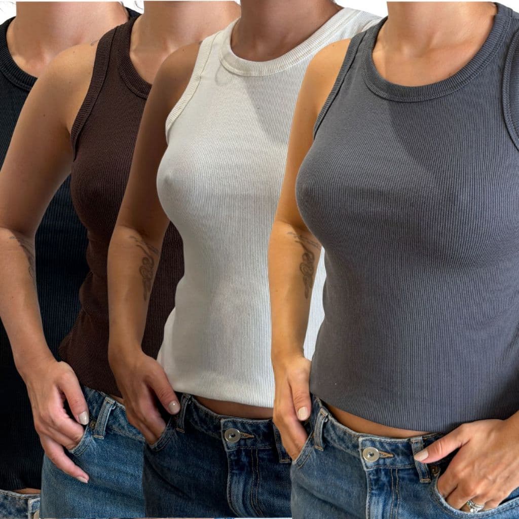 Kit 2 Regata Canelada Feminina Algodão Premium | Sem Transparência