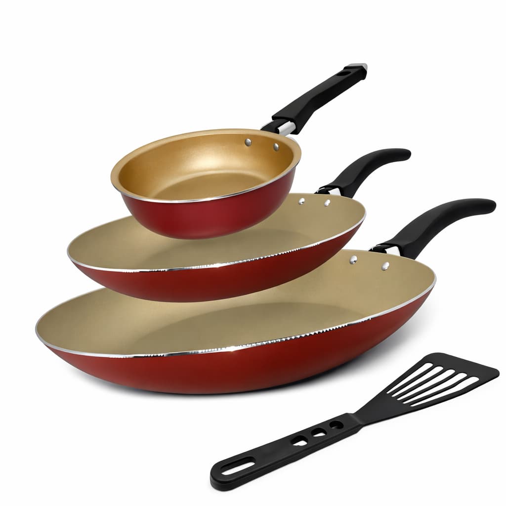 Jogo de 3 Frigideiras Antiaderentes Techflon Nacional com Revestimento 5 Camadas