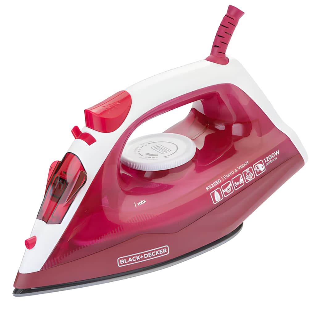 Ferro De Passar Roupas Black+decker Vapor E Seco Fx2250 Rosa Potente 1200w Com Spray E Poupa Botões