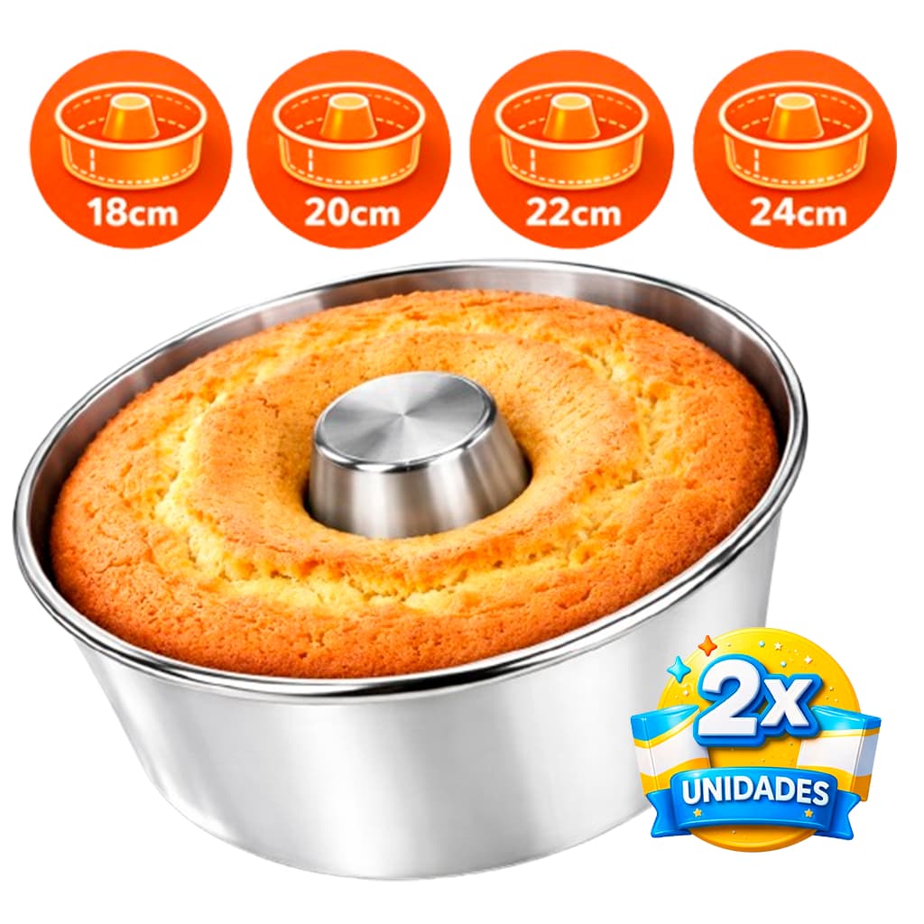 KIT 2 Formas de Bolo com furo todos os tamanhos Ideal Para Bolos Pudim