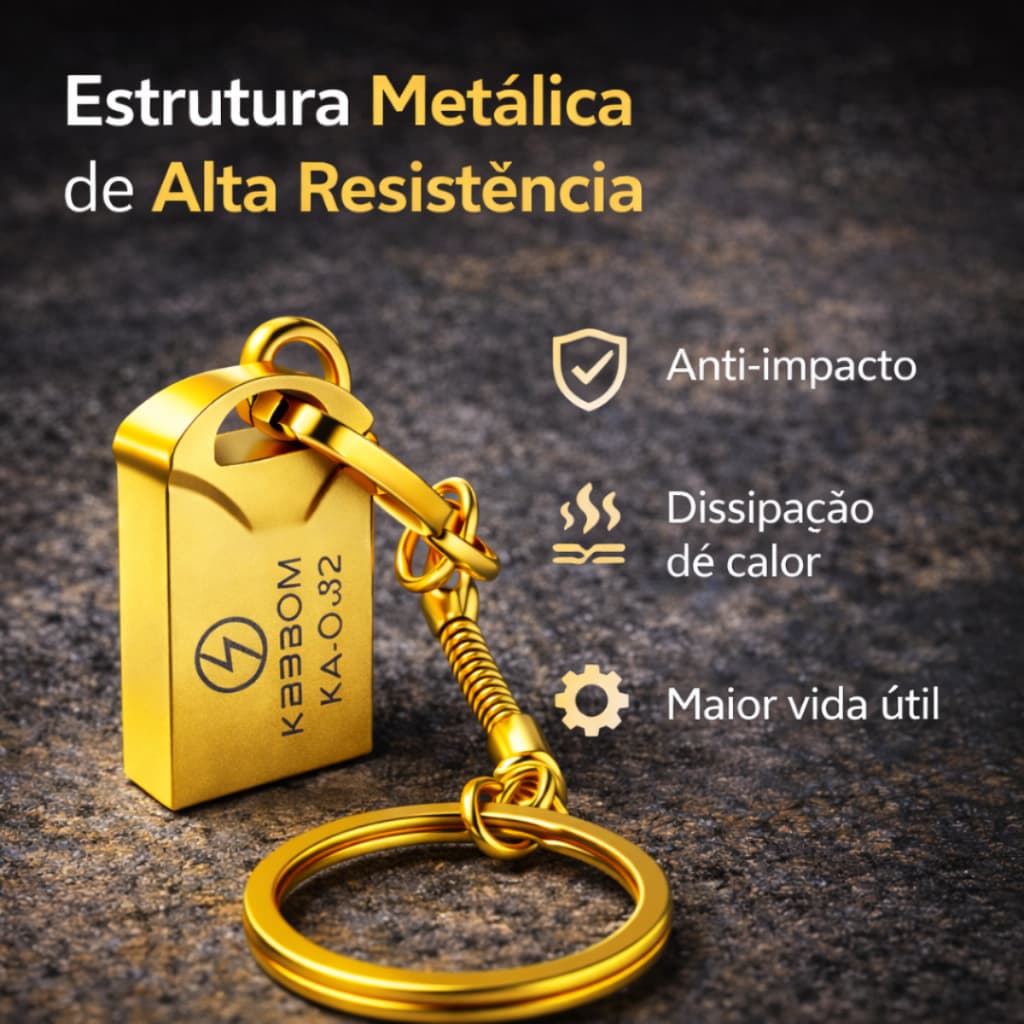 Pen Drive 32GB Metálico Premium O-32 USB 2.0 Compacto para Armazenamento de Dados