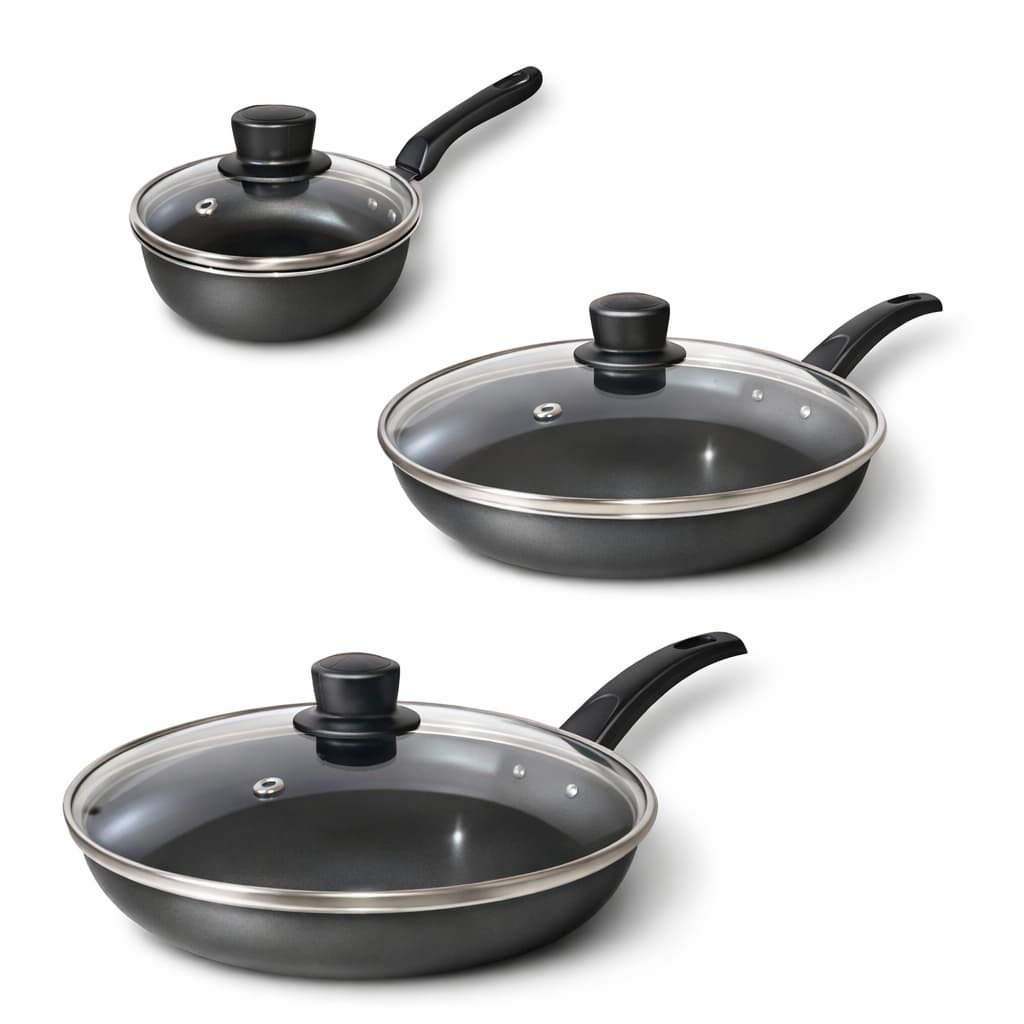 Jogo De Frigideira Francesa Antiaderente Com Tampa 3 Peças