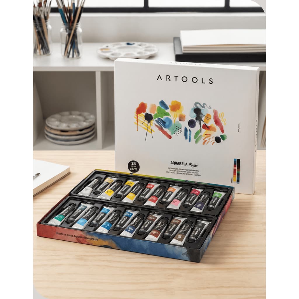 Aquarela Bisnaga 6ml 24 Cores Artools Misci – Pintura em Papel Artística Completa e Criativa