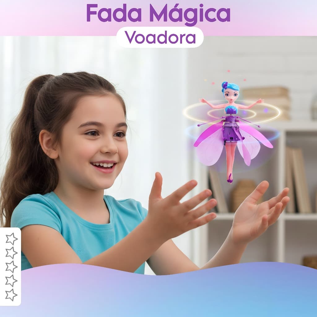 Boneca Fada Voadora com Sensor Brinquedo Fadinha Mágica