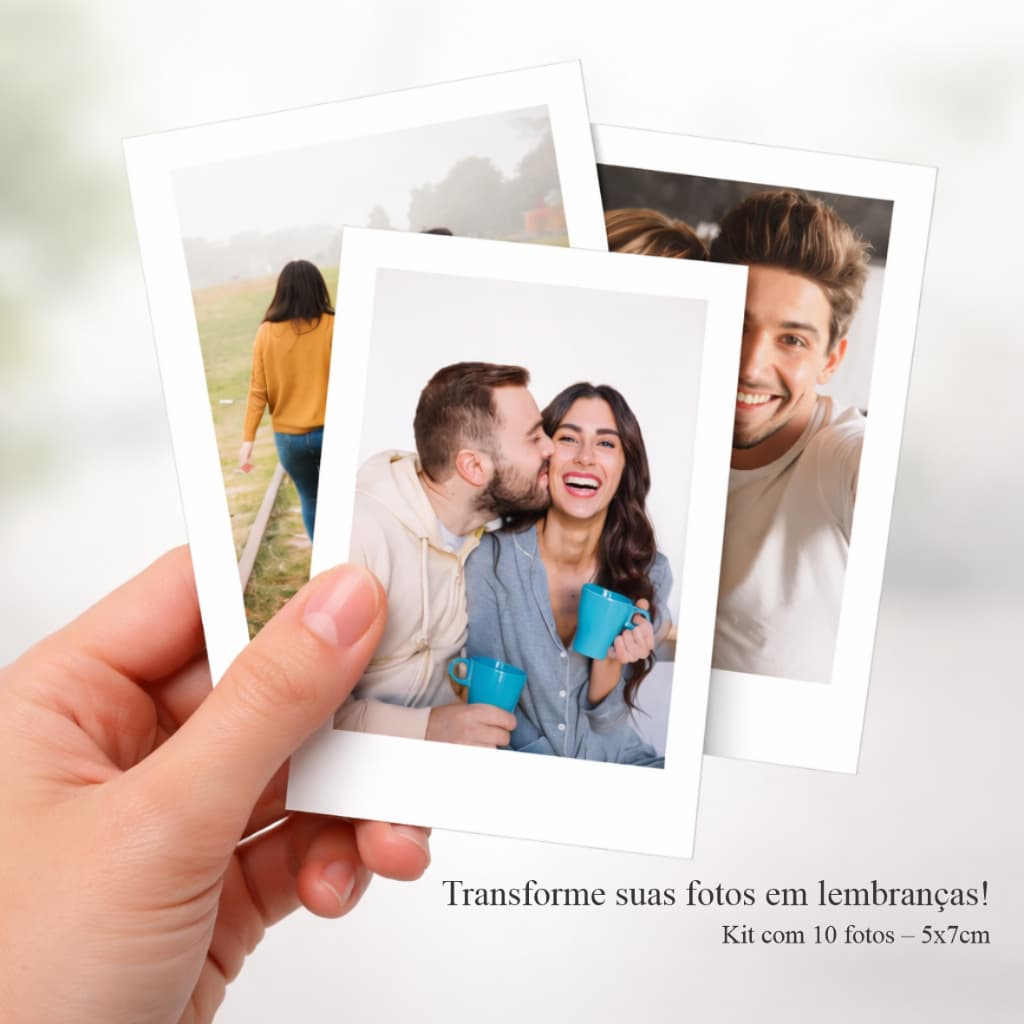 Kit 10 Fotos Polaroid Personalizadas | Fotos Impressas Mini para Presente