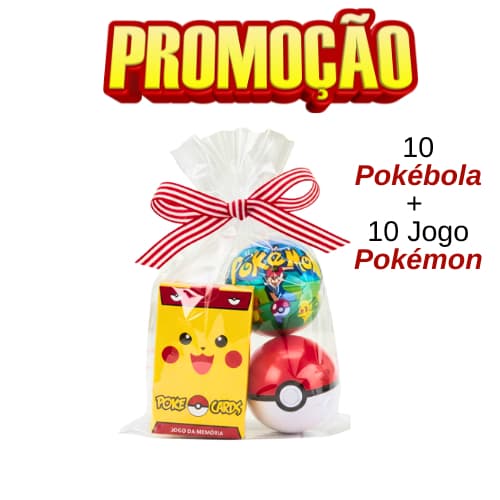 10 Jogo da memoria Poke Cards + 10 Dedoche Pokemon Lacrado Lembrancinha Pokebola Pokémons