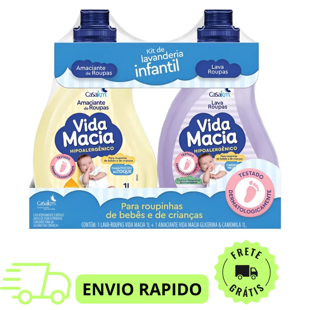 Lava Roupas + Amaciante Vida Macia Bebê 2x 1 Litro (PROMOÇÃO)