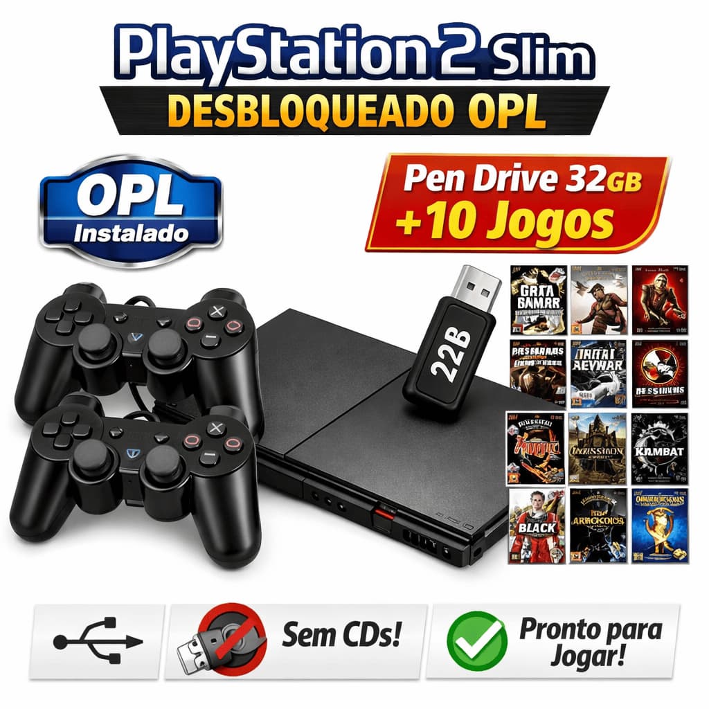 🎮 PlayStation 2 Desbloqueado com OPL – Pronto para Jogar!