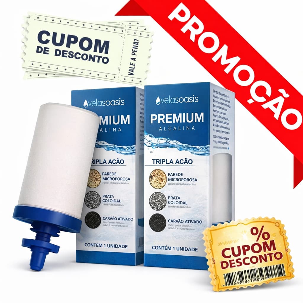 Kit 2 Vela Tripla Ação Alcalina, Carvão Ativado e Prata Coloidal Compatível em Todos Filtro De Barro