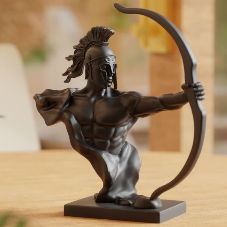 Escultura Espartano Arqueiro Decorativa | Estátua Guerreiro Esparta | Decoração Moderna