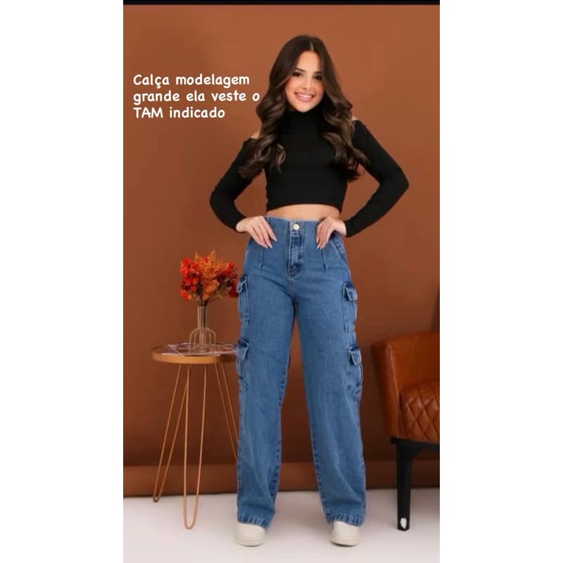 calça 4 bolso cargo azul jeans menina juvenil 10 ao 16 adolescente