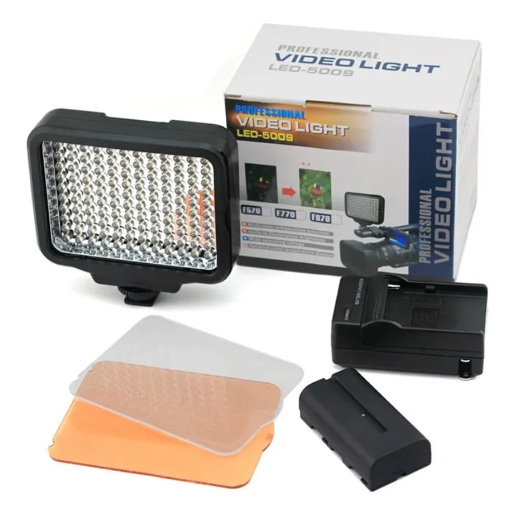 Led/luz/iluminador Profissional Mod5009+ Bateria Np-f570/550 Cor da estrutura Preto Cor da luz Branco-frio
