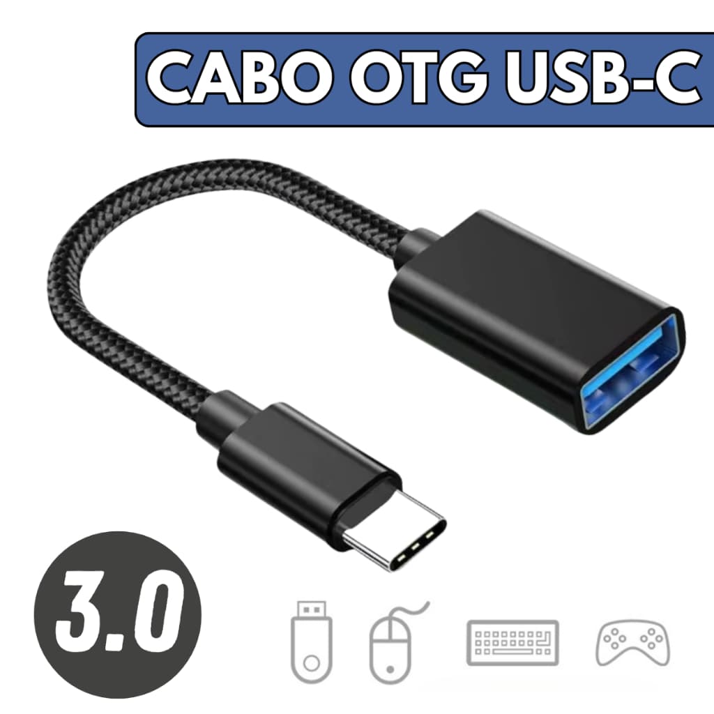 Cabo Adaptador Otg Tipo C Para USB Conecta Mouse Teclado Pen Drive - Escolha Seu Kit