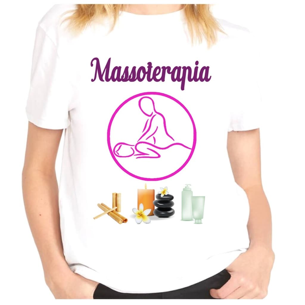 Camiseta Massoterapia Profissão Massagem Adulto Unissex Branca Rosa Azul ou Amarela do P ao XG Blusa Massoterapeuta