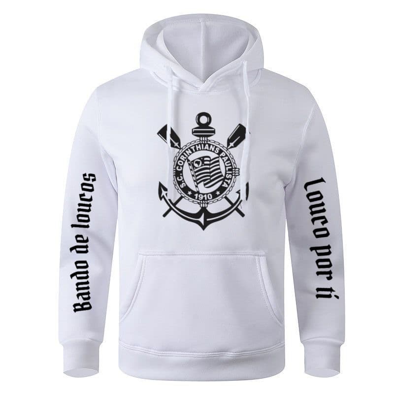 Blusa De Moletom Flanelado Corinthians Louco Por Ti Modelo Canguru Alta Qualidade Envio Imediato