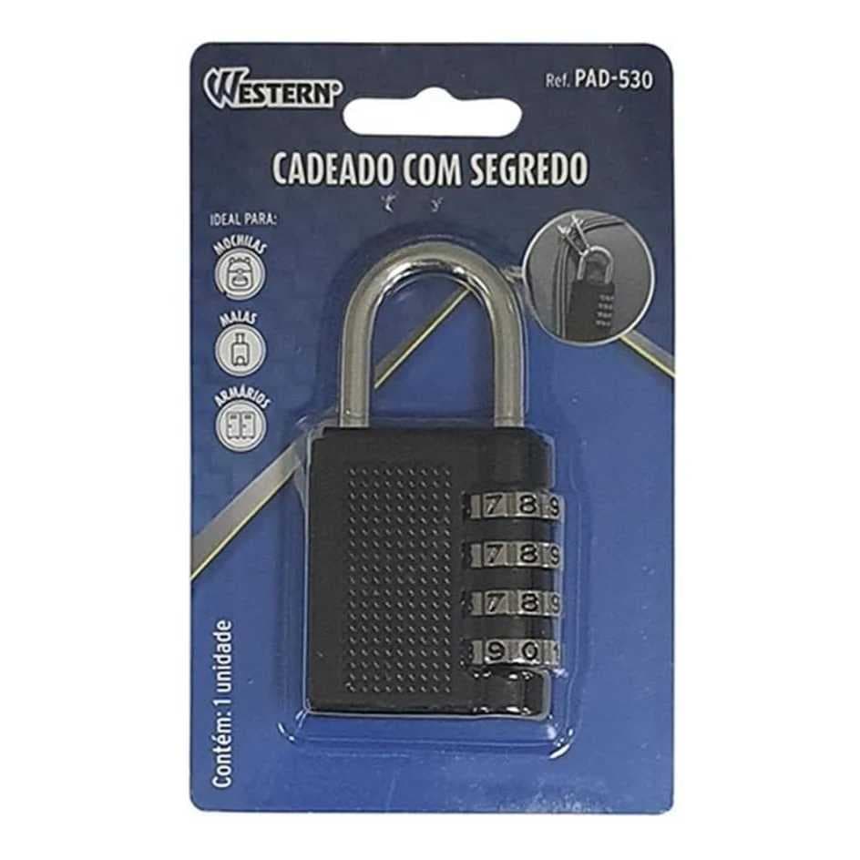 Cadeado Com Segredo 40mm 4 Números De Combinações Western