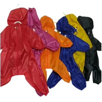 Capa De Chuva Pet Macacão Para Cachorro Tamanho 1 P com zíper Porte Pequeno cores Vermelho e Rosa