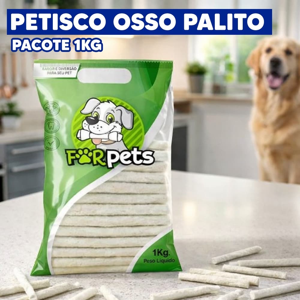 Osso Palito Natural Petisco For Pets 1kg para Cães
