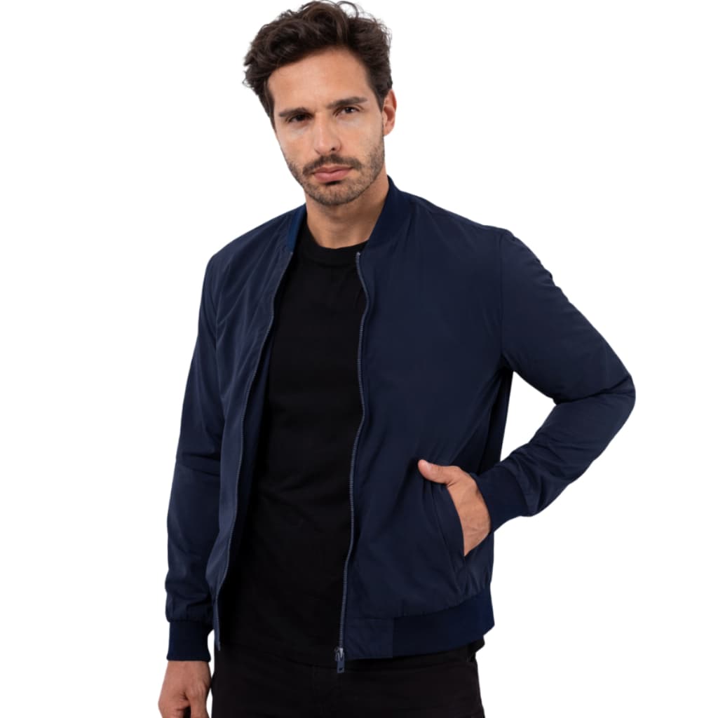 Jaqueta Bomber Com Elastano Zíper no Bolso e Bolso Interno