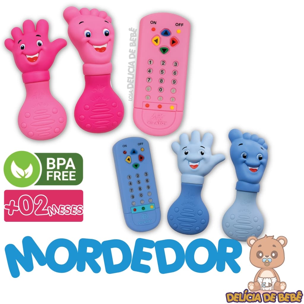 Mordedor para Bebê Infantil - Alivia Gengiva - Mãozinha Pezinho e Controle - Dentição