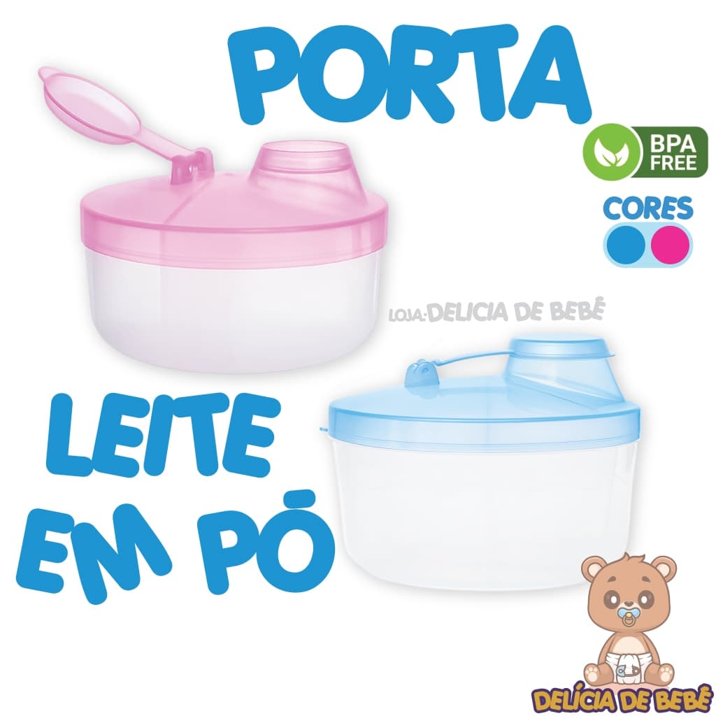 Porta Leite Em Pó para Bebê - 3 Divisórias 150ML - Com Bico Dosador - Porta Whey - livre de BPA